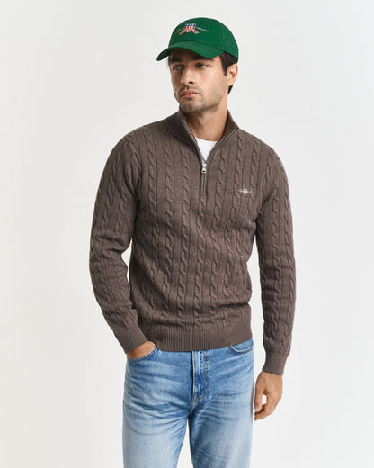 Cotton Cable Knit Half-Zip Sweater