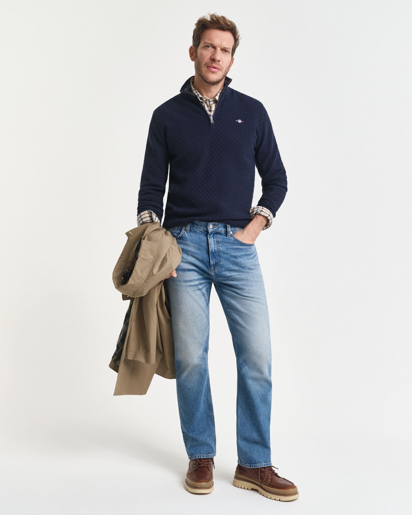 Micro Textured Half-Zip Sweater