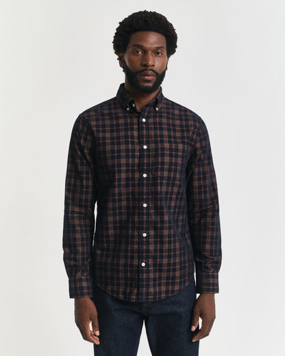 Regular Fit Checked Corduroy Shirt