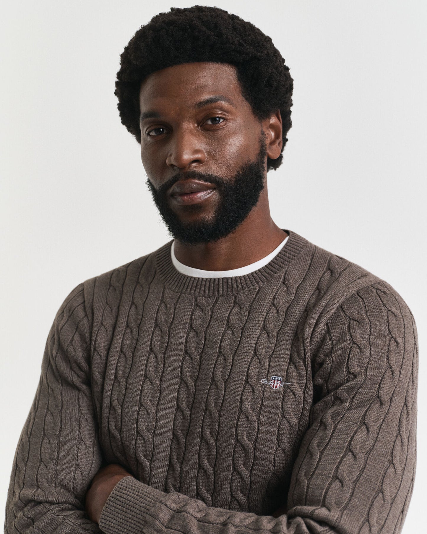 Cotton Cable Knit Crew Neck Sweater