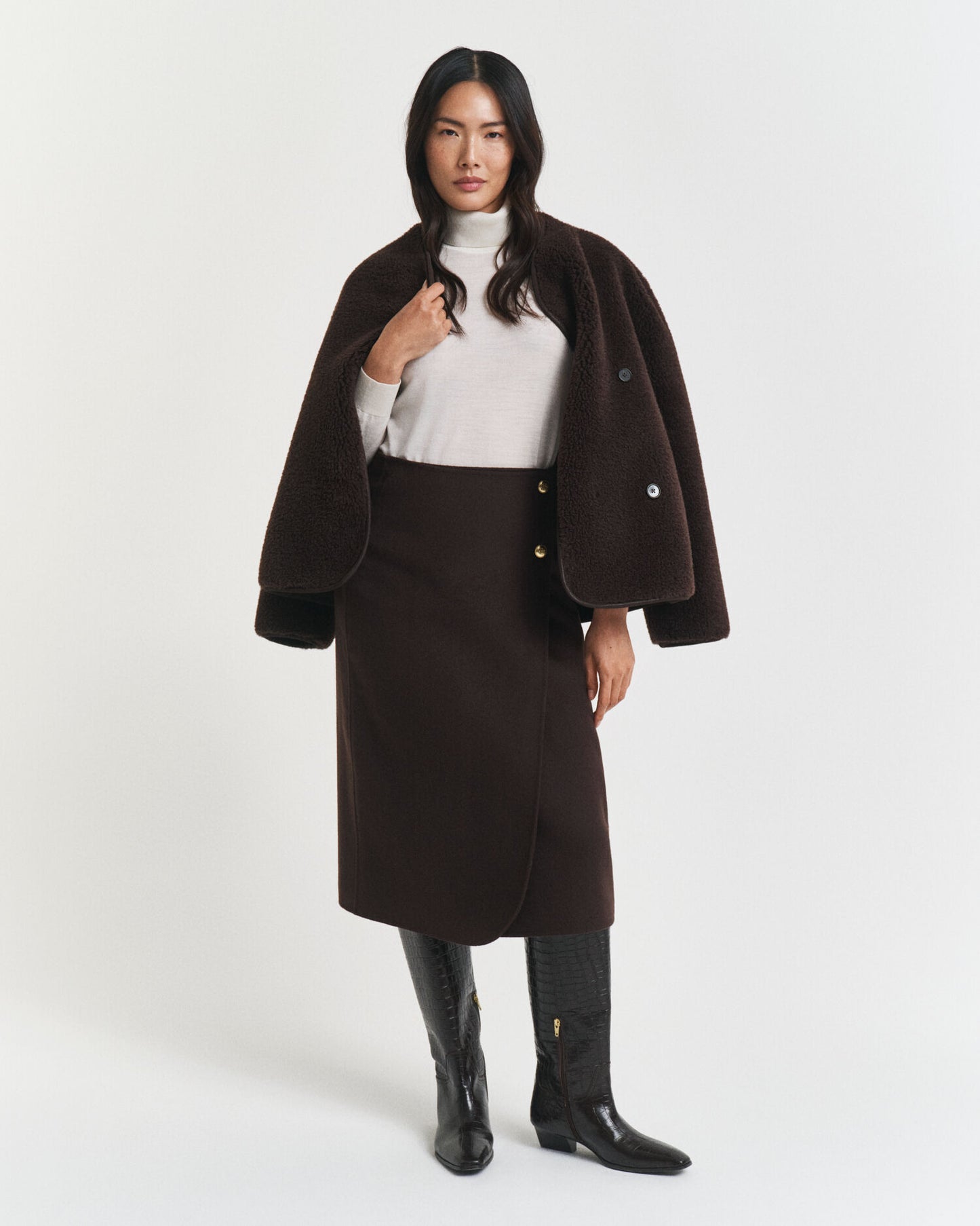 Midi Handstitched Wrap Skirt