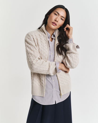 Cable Knit Zip Cardigan