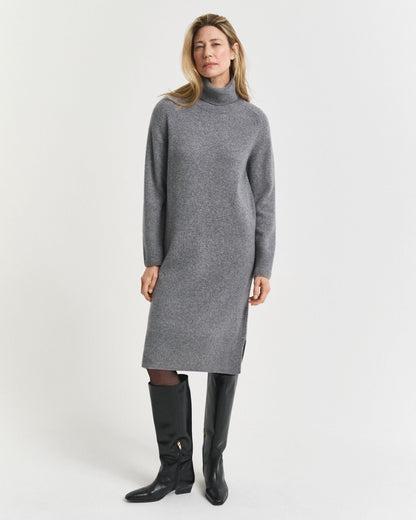 Knit Detail Turtleneck Dress