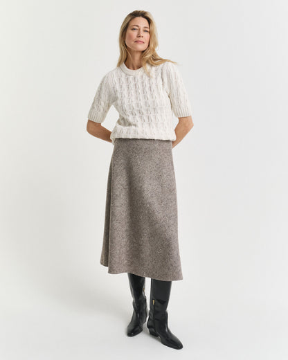 Flared Wool Midi Skirt
