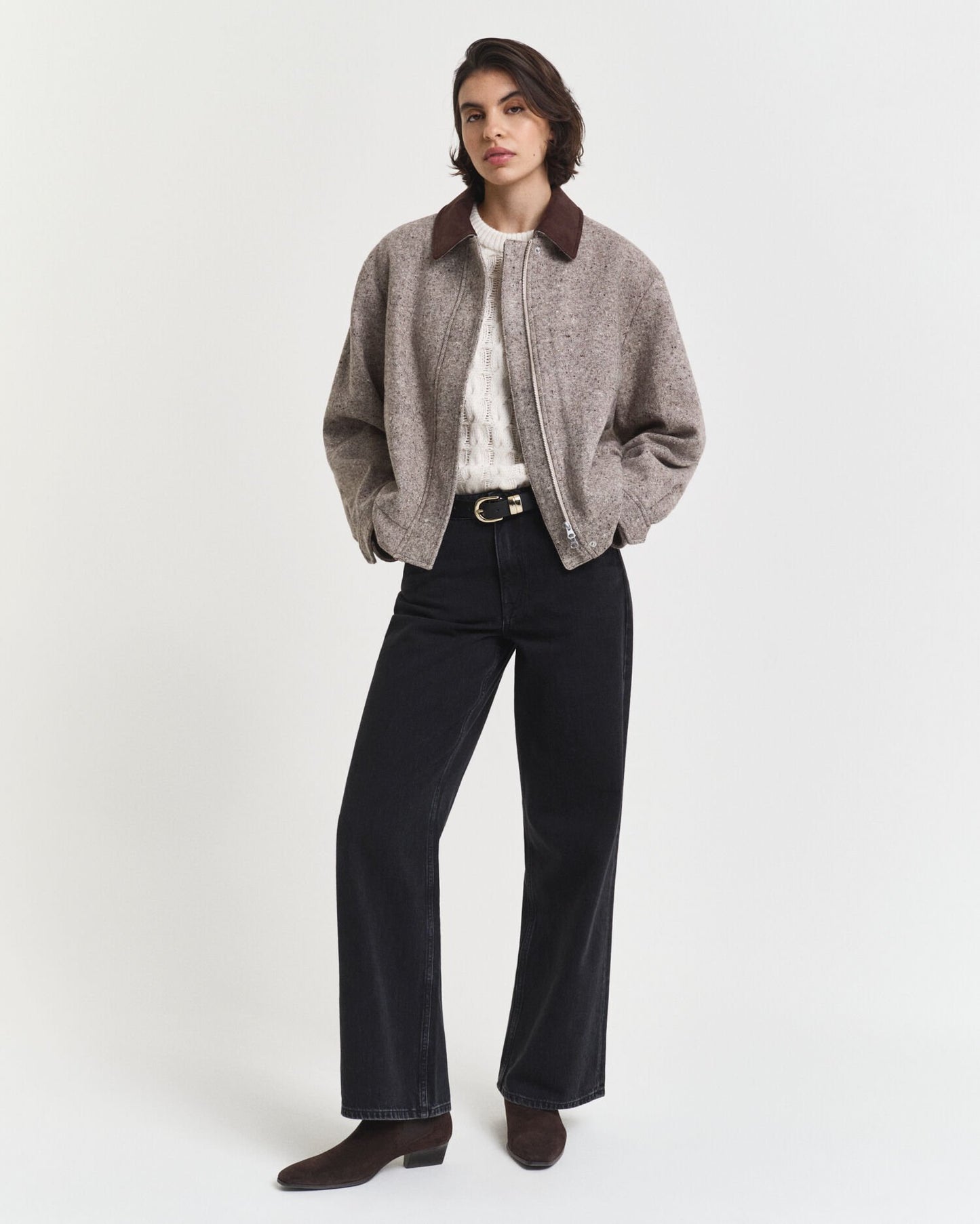 Puff Sleeve Cable Knit Short Sleeve Dress