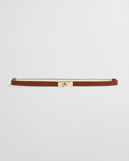 Turn-Lock Buckle Croc Effect Belt