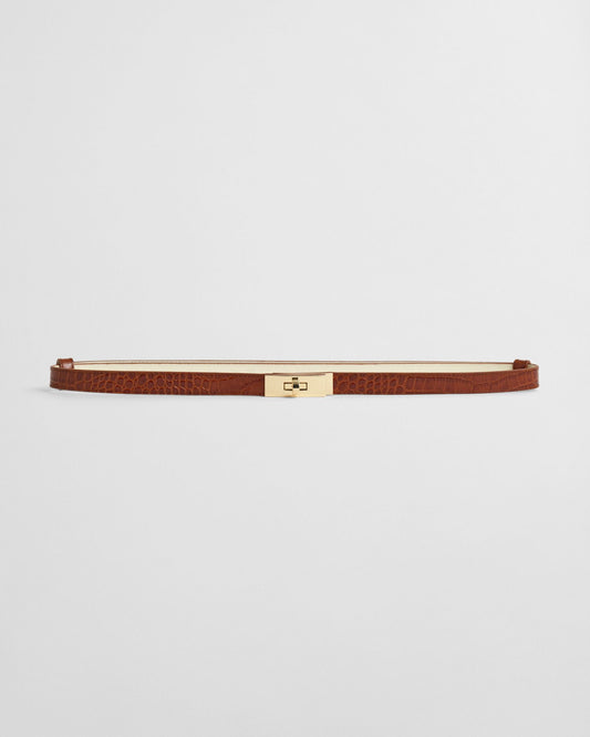 Turn-Lock Buckle Croc Effect Belt