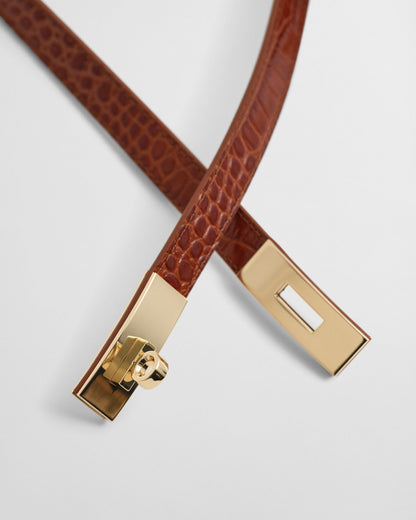 Turn-Lock Buckle Croc Effect Belt