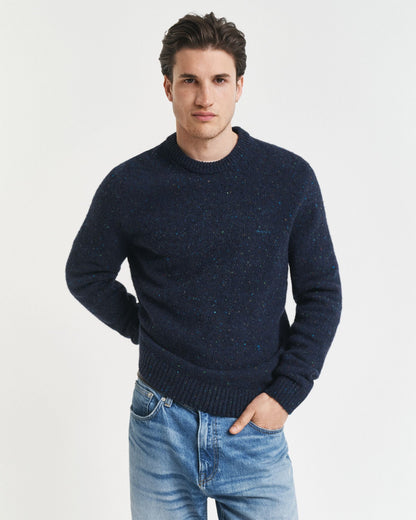 Wool Blend Nepps Crew Neck Sweater