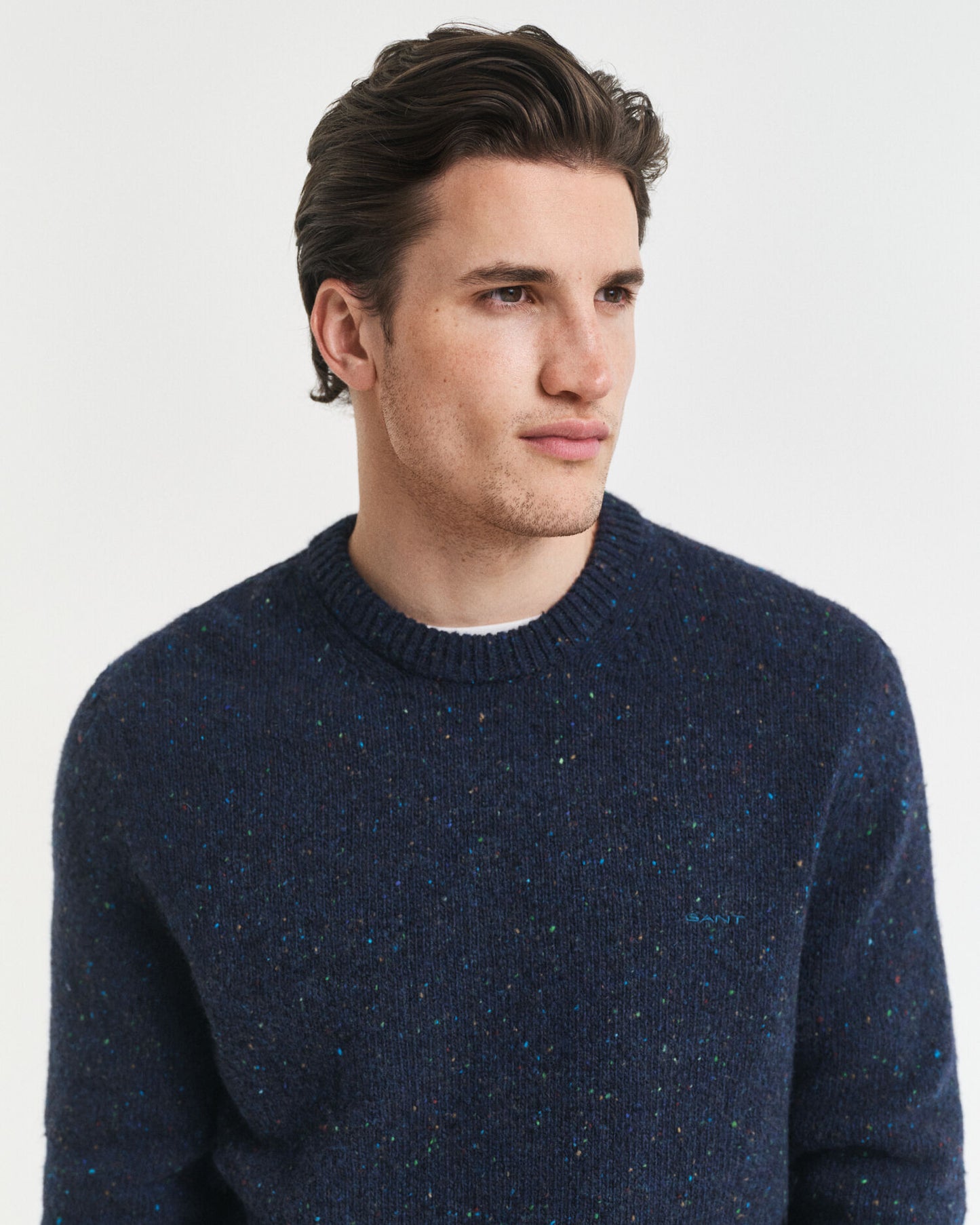Wool Blend Nepps Crew Neck Sweater