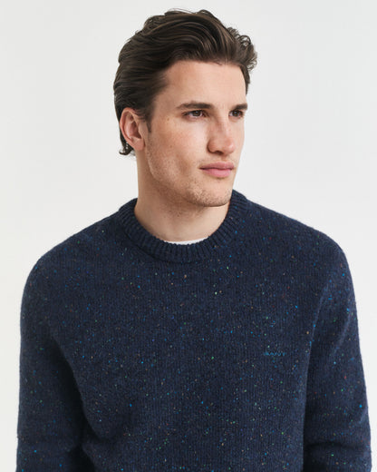 Wool Blend Nepps Crew Neck Sweater