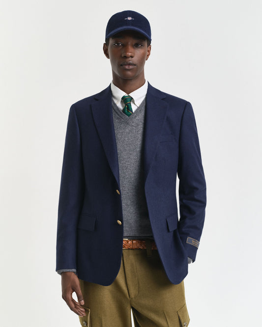 Slim Fit Wool Flannel Club Blazer