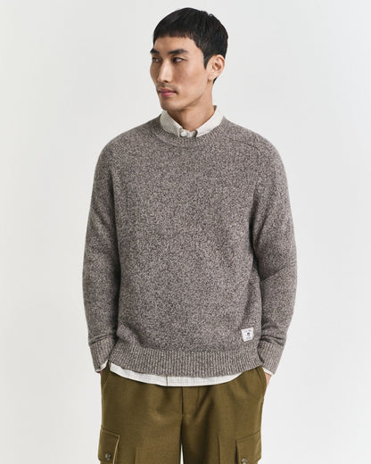 Wool Blend MoulineCrew Neck Sweater