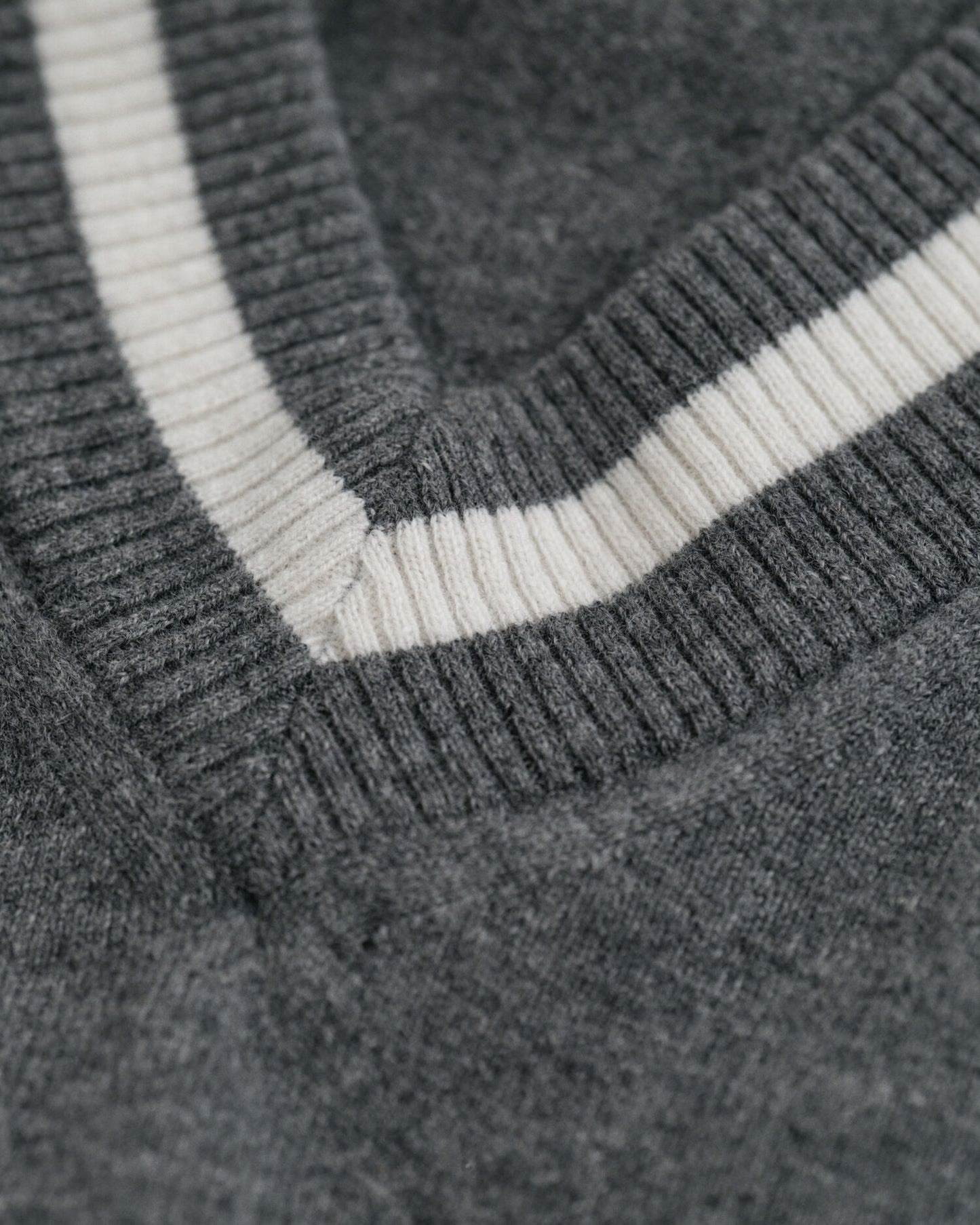 Superfine Lambswool Contrast V-Neck Sweater