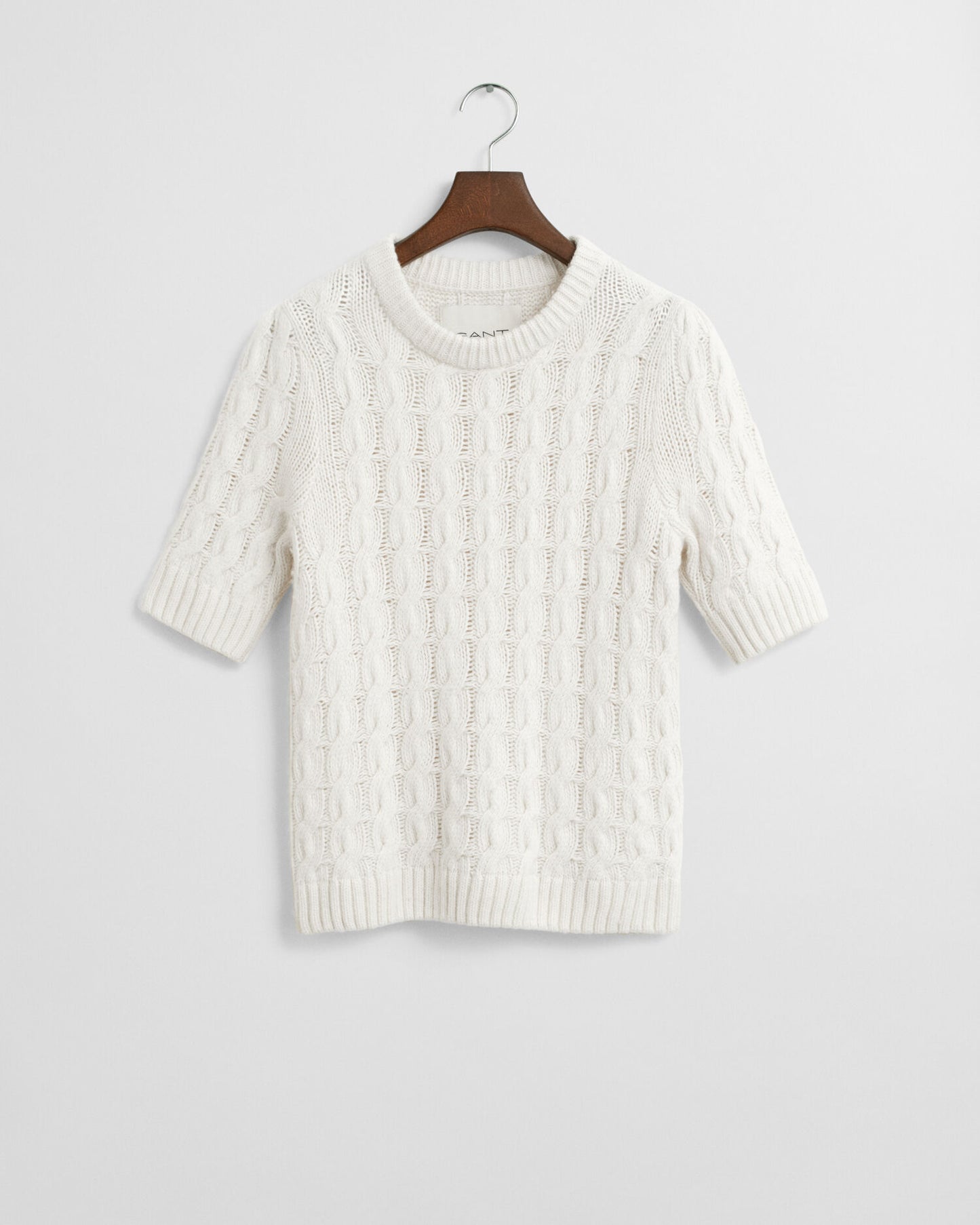 Puff Sleeve Cable Knit Short Sleeve Dress