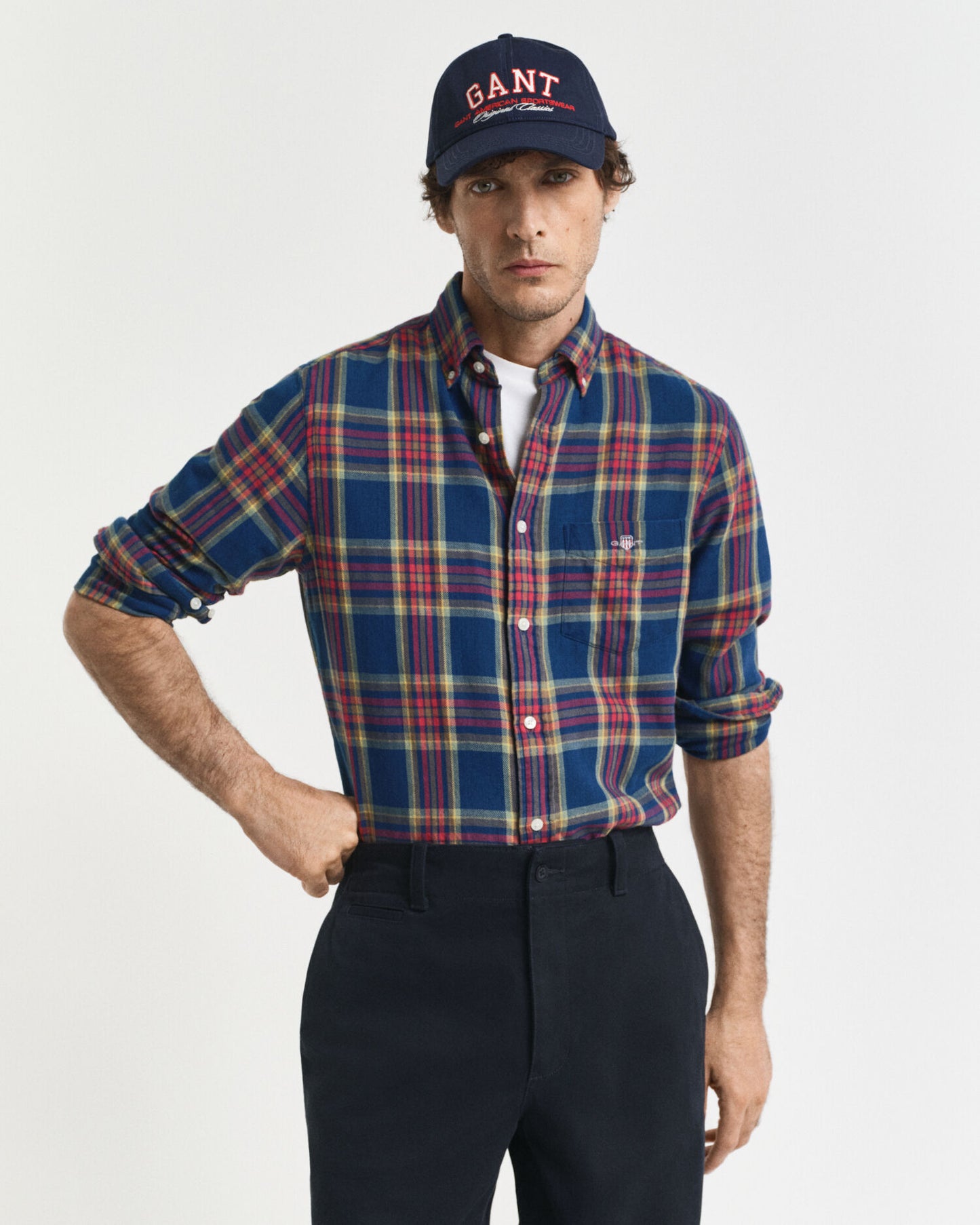 Regular Fit Checked Indigo Twill Shirt